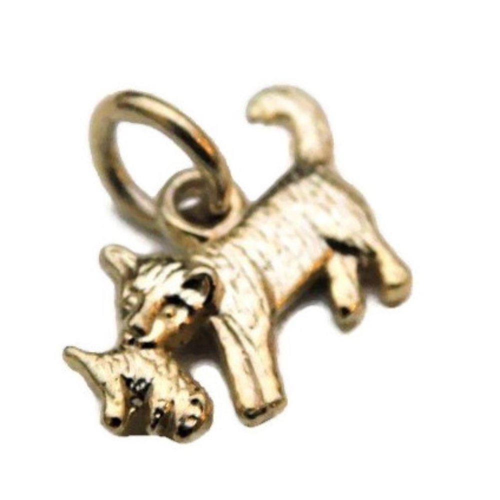 Mother and Kitten Charm Pendant 14k Yellow Gold - Picture 2 of 4